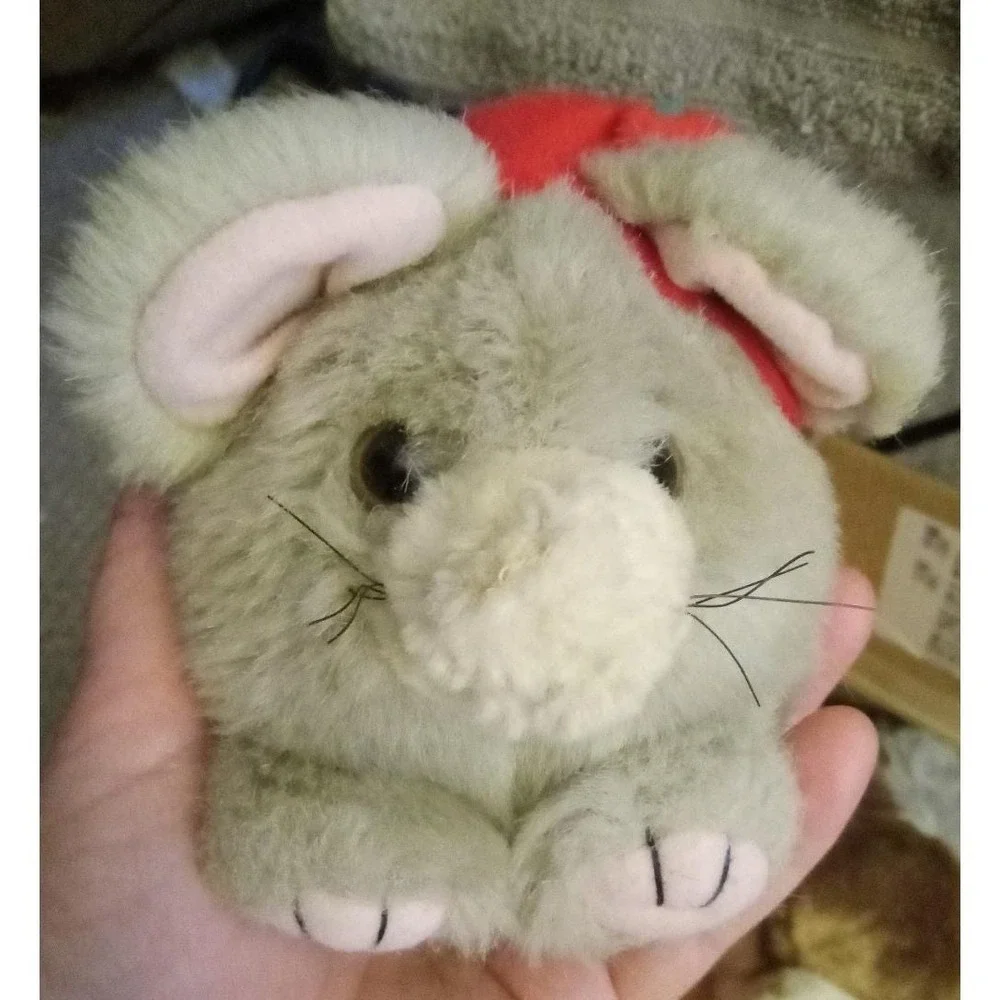 This is a Puffkins CUTE LITTLE GRAY Mouse Plush Stuffed Animal Made by Swibco